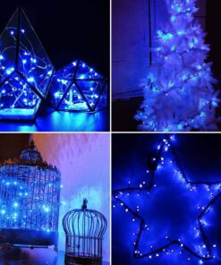 Joomer Blue Battery Chrismas Lights, 33ft 100LED Fairy Lights Battery Operated Timer 8 Modes Waterproof for Outdoor Home Garden Party Holiday Christmas Trees Decoration 9 71SjqVDp3fL