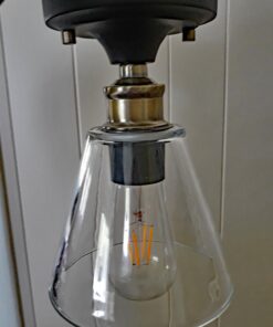 Globe Electric 65380 1-Light Flush Mount Ceiling Light, Dark Bronze, Satin Finish, Antique Brass Accents, Clear Glass Shade, Ceiling Light Fixture, E26 Bulb, Bulb Not Included Dark Bronze with Clear Glass 40 71SkHxE3g8L