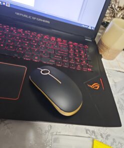 VssoPlor Wireless Mouse, 2.4G Slim Portable Computer Mice with Nano Receiver for Notebook, PC, Laptop, Computer (Black and Gold) Black and Gold 27 71SlQrAGF5L