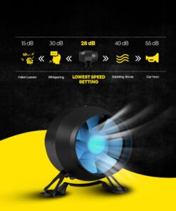 TerraBloom 4 Inch Inline Fan ECMF-100 - Quiet HVAC Grow Tent Fan with Digital Speed Controller- Premium Metal Casing 40-75% Energy Efficient EC Motor - For Large Spaces 4" / 100mm Diameter (141CFM, 21W, Steel Housing) 30 71SldSjRUaL