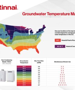 Rinnai V65iN Tankless Hot Water Heater, 6.5 GPM, Natural Gas, Indoor Installation 19 71Sn YcglfL