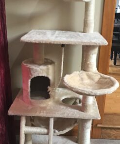 Go Pet Club Classic Cat Tree, Faux Fur Finish, Sisal Rope Scratcher, 62"H, Beige 64 71Sr2tSqTQL