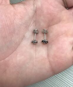 Sterling Silver Rose Flower Stud Earrings - 7mm Rhodium Plated 42 71St6pp4vL