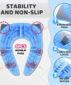 Gimars Upgrade Non-Slip Easily Removed Foldable Travel Potty Seat for Toddlers & Kids, Portable Toilet Seat Cover Fits All Shape Toilets, 6 Large Non-slip Silicone Pads, Free Carry Bag Blue 33 71StAFzkSL