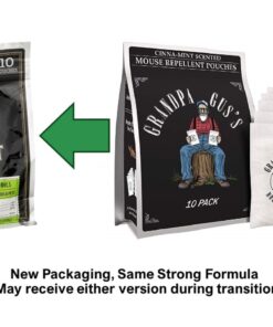 Grandpa Gus's Extra-Strength Mouse Repellent, Cinnamon/Peppermint Oils Repel Mice from Nesting & Freshen Air in Car/RV/Boat/Garage/Shed/Cabin, 1.75 Oz (10 Pouches) 1.75 Ounce (Pack of 10) 19 71SuzePVWFL 1