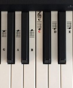 Piano and Keyboard Music Note Full Set Stickers for White and Black Keys; Transparent and Removable; Made in USA 52 71Sx3VlEoL