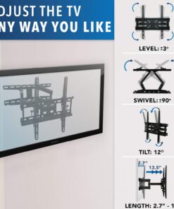 Mount-It! Articulating TV Wall Mount Corner Bracket, VESA 400 x 400 Compatible, Stable Dual Arm Full Motion, Swivel, Tilt Fits 32, 37, 40, 42, 47, 50 Inch TVs, 115 Lbs Capacity with HDMI Cable Black 33 71SxLgrAeUL
