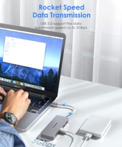 LENTION USB C Hub with 3 USB 3.0 & SD/Micro SD Card Reader Compatible Iphone15, 2023-2016 MacBook Pro, New Mac Air/iPad Pro/Surface, More, Stable Driver Certified Type C Adapter (CB-C15, Space Gray) 17 71Sxvm3UPmS