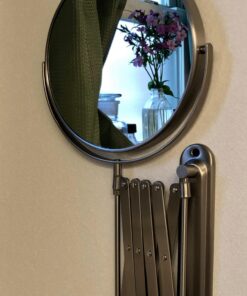 JERDON Two-Sided Wall-Mounted Makeup Mirror - Makeup Mirror with 7X Magnification & Extendable Arm - 8-inch Diameter Mirror with Nickel Finish Wall Mount - Model JP2027N 37 71Syq2YoPfL