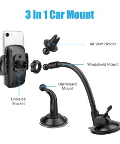 WixGear 3-in-1 Universal Car Phone Mount, Phone Holder for Car, Cell Phone Car Mount Air Vent Holder with Dashboard Mount and Windshield Mount for Cell Phones 21 71Sz3KeqVlL