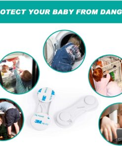 Cabinet Locks - Adoric Life Child Safety Locks 4 Pack - Baby Safety Cabinet Locks - Baby Proofing Cabinet Kitchen System with Strong Adhesive Tape White-4pc 26 71T 8OmP2MS