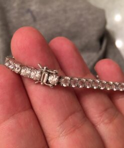 Amazon Collection Sterling Silver Tennis Bracelet set with Round Cut Infinite Elements Cubic Zirconia, White/Platinum 7.25" 4 mm 22 71T0SHLjJoL