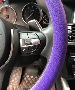 Steering Wheel Cover Auto Car Silicone Great Grip Anti-Slip Steering Cover Diameter 36-38cm/14-15inch (Purple) Purple 30 71T2 G91qiL