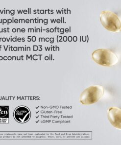 Sports Research Vitamin D3 2000 IU with Coconut MCT Oil - High Potency Vitamin D Supplement for Immune & Bone Support - Non-GMO Verified, Gluten & Soy Free – 50mcg, 360 Liquid Softgels D3 (2,000 IU) 24 71T2Jvlth4L