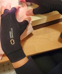 Copper Compression Arthritis Gloves | Fingerless Arthritis Carpal Tunnel Pain Relief Gloves For Men & Women | Hand Support Wrist Brace For Rheumatoid, Tendonitis, Swelling, Crocheting, Typing (M) Black Medium (1 Pair) 47 71T4wxOTpDL 2