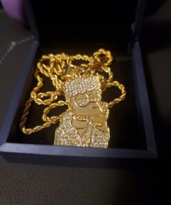 putouzip Bart Chain Necklace 18K Gold Plated Fully Iced Out Stainless Steel Pendant For Men Boys Gift 36 71T58IFiPDL