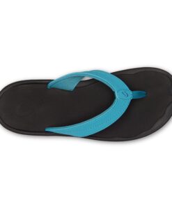OLUKAI Ohana Women's Beach Sandals, Quick-Dry Flip-Flop Slides, Water Resistant, Wet Grip Soles & Compression Molded Footbed 5 Blue Mist/Black 8 71T5YSR3DzL