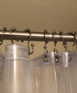 Maytex Shower Curtain Hooks, Shower Curtain Rings, Rust-Resistant Decorative Double Roller Glide Shower Hooks, Shower Rings for Bathroom Shower Rods, Curtains, Liners, Set of 12, Brushed Nickel 42 71T6N lOygL