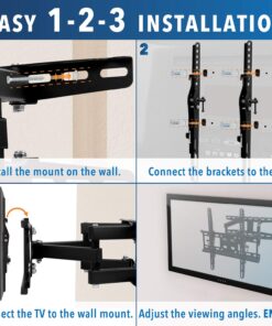 Mount-It! Articulating TV Wall Mount Corner Bracket, VESA 400 x 400 Compatible, Stable Dual Arm Full Motion, Swivel, Tilt Fits 32, 37, 40, 42, 47, 50 Inch TVs, 115 Lbs Capacity with HDMI Cable Black 32 71T6ebsYGaL