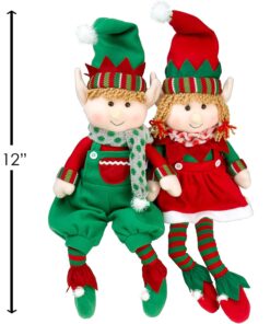 Elf Plush Christmas Stuffed Dolls, Set of 2 - 12" Boy and Girl Elves Holiday Cute Plush Shelf Toys - Fun Kids Buddy Figurine Decorations, Christmas Winter Holiday Party Festive Decor and Gift Exchange 29 71T6fOqZL4L