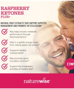 NatureWise Raspberry Ketones Plus - Advanced Ketones in Raspberry Blend Supports Antioxidant Health, Boosts Energy, Supports Weight Targets Vegan & Gluten-Free (120 Veggie Capsules) 25 71T7dQW7HuL