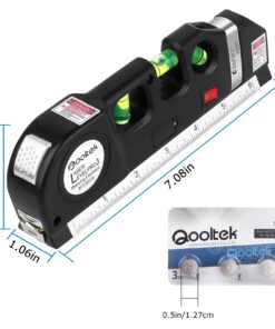 Laser Level Line Tool, Qooltek Multipurpose Cross Line Laser 8 feet Measure Tape Ruler Adjusted Standard and Metric Rulers for hanging pictures 34 71T7tGb5fbL