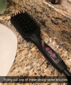 Ionic Hair Straightener Brush Upgrade 2.0,GLAMFIELDS Electrical Heated Hair Straightening with Faster Heating, MCH Ceramic Technology, Auto Temperature Lock, Anti Scald, Heat Resistant Glove(Black-01) Black 64 71T94cMljL