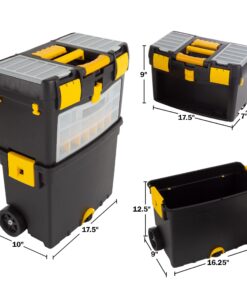 Rolling Tool Box with Wheels, Foldable Comfort Handle, and Removable Top – Toolbox Organizers and Storage by Stalwart 37 71T9brzlRUL