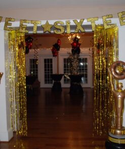 Metallic Gold Foil Fringe Shiny Curtains for Party, Prom, Birthday, Event Decorations 3 foot x 8 foot (1 Curtain) 28 71T9cMEVyjL