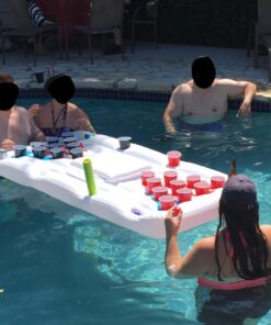 Jasonwell Beer Pong Pool Float - Inflatable Pool Beer Pong Table Party Pool Games Accessories for Adults 6 Feet Inflatable Pool Lounge Raft Toys with Cooler and 8 Pong Balls 28 71TCltedgZL