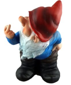 Funny Guy Mugs Middle Finger Gnome Statue - Mooning Gnome - Indoor or Outdoor Garden Gnome Sculpture for Patio, Yard or Lawn - Funny Gnomes Inappropriate Gifts - Naughty Gnomes 19 71TEgofQy8L
