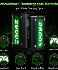 Ponkor Rechargeable Battery Packs for Xbox Series X|S/Xbox One, 2x2600mAh Batteries with High-Speed Charging Station for Xbox One S/Xbox One X/Xbox One Elite Controller 28 71TF7aYwdnL
