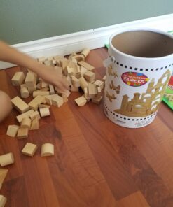 Wooden Blocks Set - 100 Pc Natural Colored Wood Building Block Toys - 100% Real Wood, 14 Different Shapes, Great Gift for Kids or Back to School Project, Indoor Activity - Build, Stack and Create 21 71TFcFbRQsL