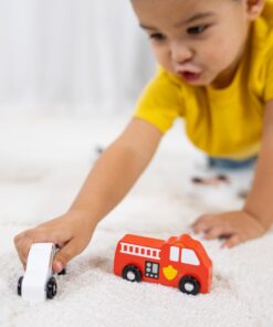 Melissa & Doug Town Vehicles Set in Wooden Tray (9 pcs) English Only Wooden Town Vehicles 14 71TFfF50j4L