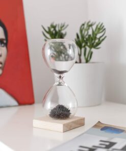 Kikkerland One Minute Timer Countdown Black Magnetic Sand Hourglass, Wood Base, Stalagmite 12 71TFy sIGL