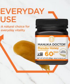 MANUKA DOCTOR - MGO 60+ Manuka Honey Multifloral, 100% Pure New Zealand Honey. Certified. Guaranteed. RAW. Non-GMO (8.75oz) Multifloral MGO 60 8.75 Ounce 33 71TGDwsRMrL