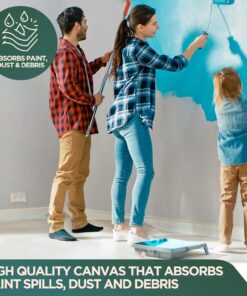 All Purpose Canvas Drop Cloth by CCS CHICAGO CANVAS & SUPPLY- Cotton Canvas Cover for Floor & Furniture Protection - Washable & Reusable Duck Dropcloth Fabric Against Paint, Dust, Dirt- 9 by 12 Feet 9' x 12' 22 71TGYvBmAKL