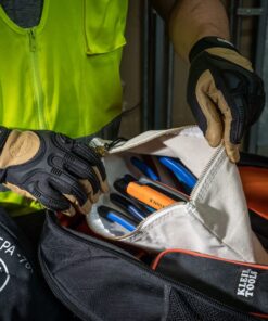 Klein Tools 5139 Zipper Bag, Canvas Tool Pouch to 12.5 x 7 x 0.7 -Inch with Heavy Duty Brass Zipper Close, Natural 14 71TGapb2M L