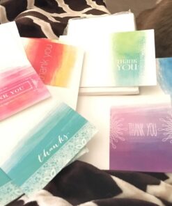 Ombre Watercolor Thank You Note Cards / 36 Greeting Card Set With Envelopes / 6 Colorful Thank You Designs Ombre Watercolor 40 71TIPFrkmYL