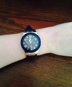 GUESS Women Stainless Steel Quartz Watch with Silicone Strap Blue/Blue/Rose Gold Tone/Blue 35 71TIUwdyn6L