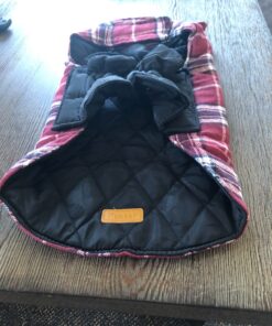 Kuoser Cozy Waterproof Windproof Reversible British Style Plaid Dog Vest Winter Coat Warm Dog Apparel for Cold Weather Dog Jacket for Small Medium Large Dogs with Furry Collar (XS - 3XL),Red M Medium (Pack of 1) Red 36 71TJItqDasL