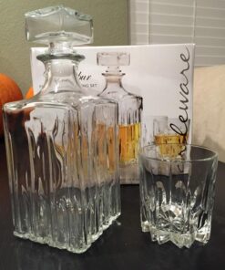 Italian Made Circleware Excalibur 5pc Whiskey Decanter Set Includes (1) 35oz. Decanter,(4) 10.5oz 19 71TKwCC8C0L