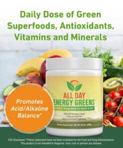 IVL - All Day Energy Greens - Supplement Powder Mix Drink, Greens Powder Superfood, Juice and Smoothie Mix - Super Greens Blend for Optimal Nutrition, Energy & Digestion, Green Juice Superfood Boost 16 71TNBzsR8pL