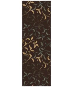 Machine Washable Leaves Design Non-Slip Rubberback 2x5 Traditional Runner Rug for Hallway, Kitchen, Bedroom, Entryway, 20" x 59", Brown Leaves Brown Runner - 20" x 59" 30 71TPX2N BAL