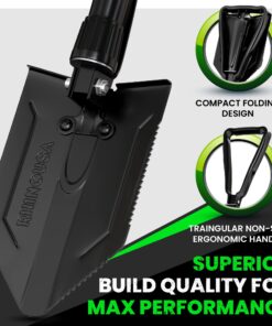 RHINO USA Folding Survival Shovel w/Pick - Heavy Duty Carbon Steel Military Style Entrenching Tool for Off Road, Camping, Gardening, Beach, Digging Dirt, Sand, Mud & Snow. 37 71TPgWkT71L