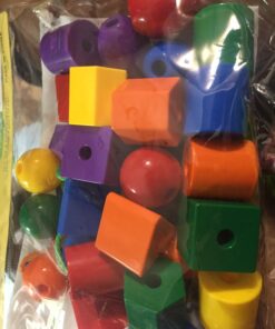 CC O Play Large Lacing Bead Set for Kids - 36 Jumbo Beads & 4 Threads for Toddlers - Montessori Educational Stringing Toy for Preschool Children - Bonus Bag & Ebook with Primary Resources 19 71TQDpsu PL