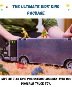 Dinosaur Toys for Kids 3-7. Dino Truck Carrier with 15 Figures + Bonus Book 24 71TR oi6G2L
