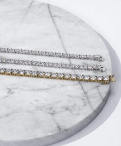 Amazon Collection Sterling Silver Tennis Bracelet set with Round Cut Infinite Elements Cubic Zirconia, White/Platinum 7.25" 6 mm 3 71TT9iDawhL