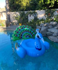 JOYIN Inflatable Peacock Pool Float - Giant Green Peacock Ride on Raft for Swimming Pool, Beach Floaties, Party Decoration Toys, Inflatable Island, Summer Pool Raft Lounge for Adults & Kids Water Fun Blue 40 71TTOo3mbbL