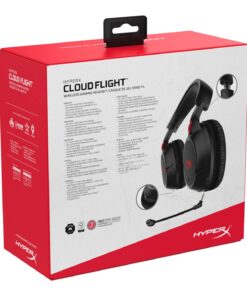 HyperX Cloud Flight - Wireless Gaming Headset, Long Lasting Battery up to 30 Hours, Detachable Noise Cancelling Microphone, Red LED Light, Comfortable Memory Foam, Works with PC, PS4 & PS5 Black, Red 37 71TTdEn8sUL